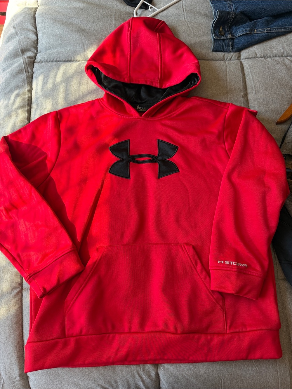YXL Under Armour Red and Black Hoodie